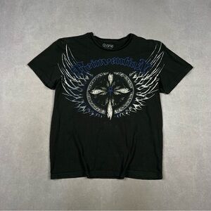 Y2K Affliction Style Men's Black Graphic T-Shirt